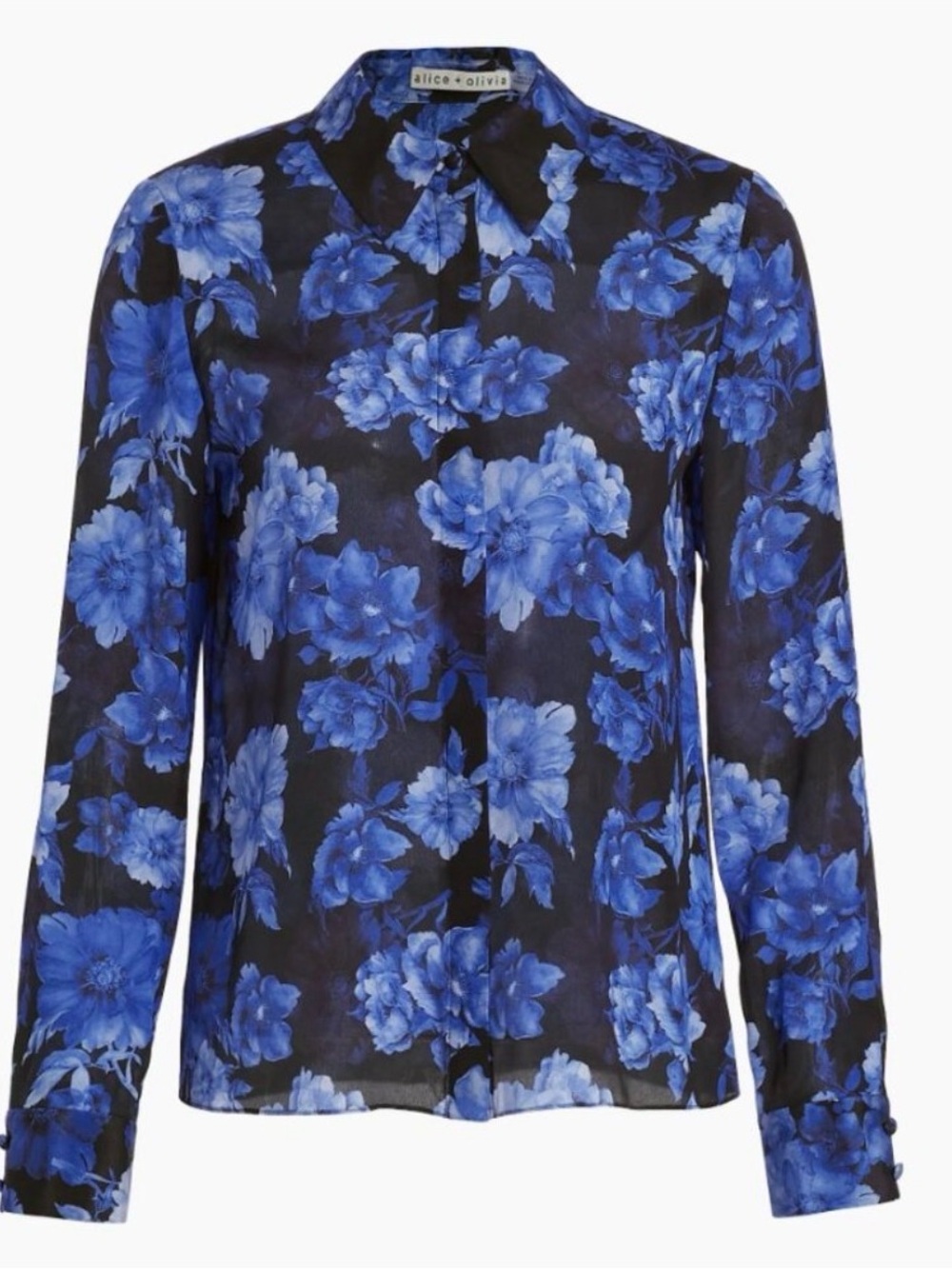 NEW Alice + Olivia Willa Floral Silk Button Up Blouse Small